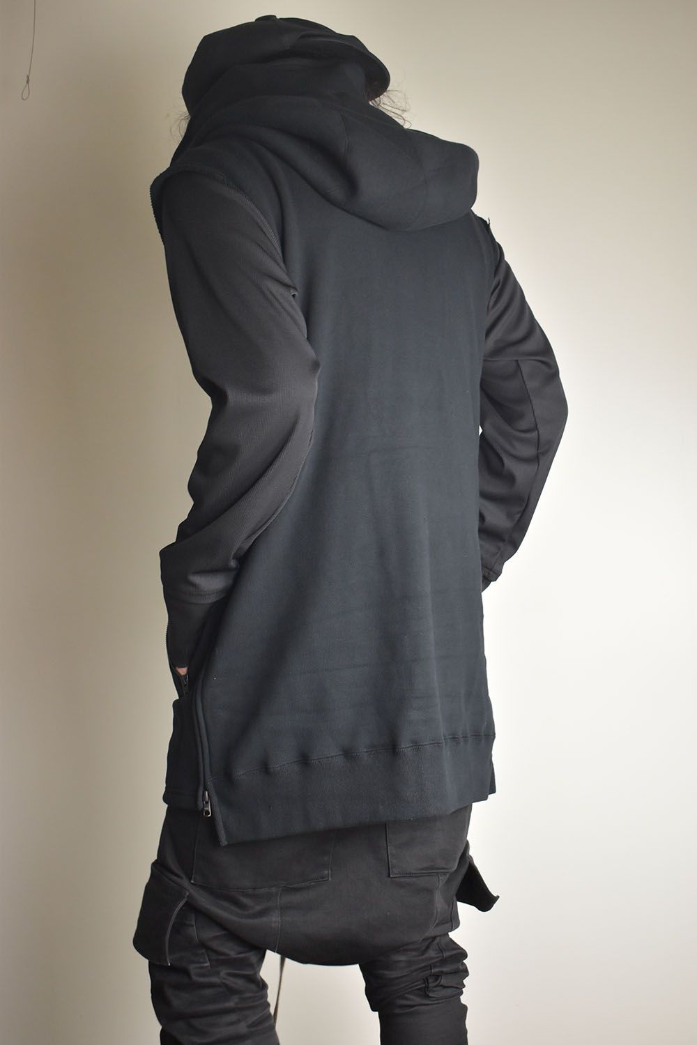 Over Sized Sleeve Less Hoodei"Black" /オーバーサイズスリーブレスフーディ"ブラック"