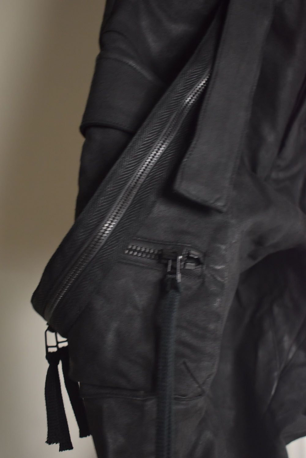 Product Coated Suspenders Cargo Jog Pants "Black" / 製品コーティングサスペンダーベルトカーゴジョグパンツ"ブラック"