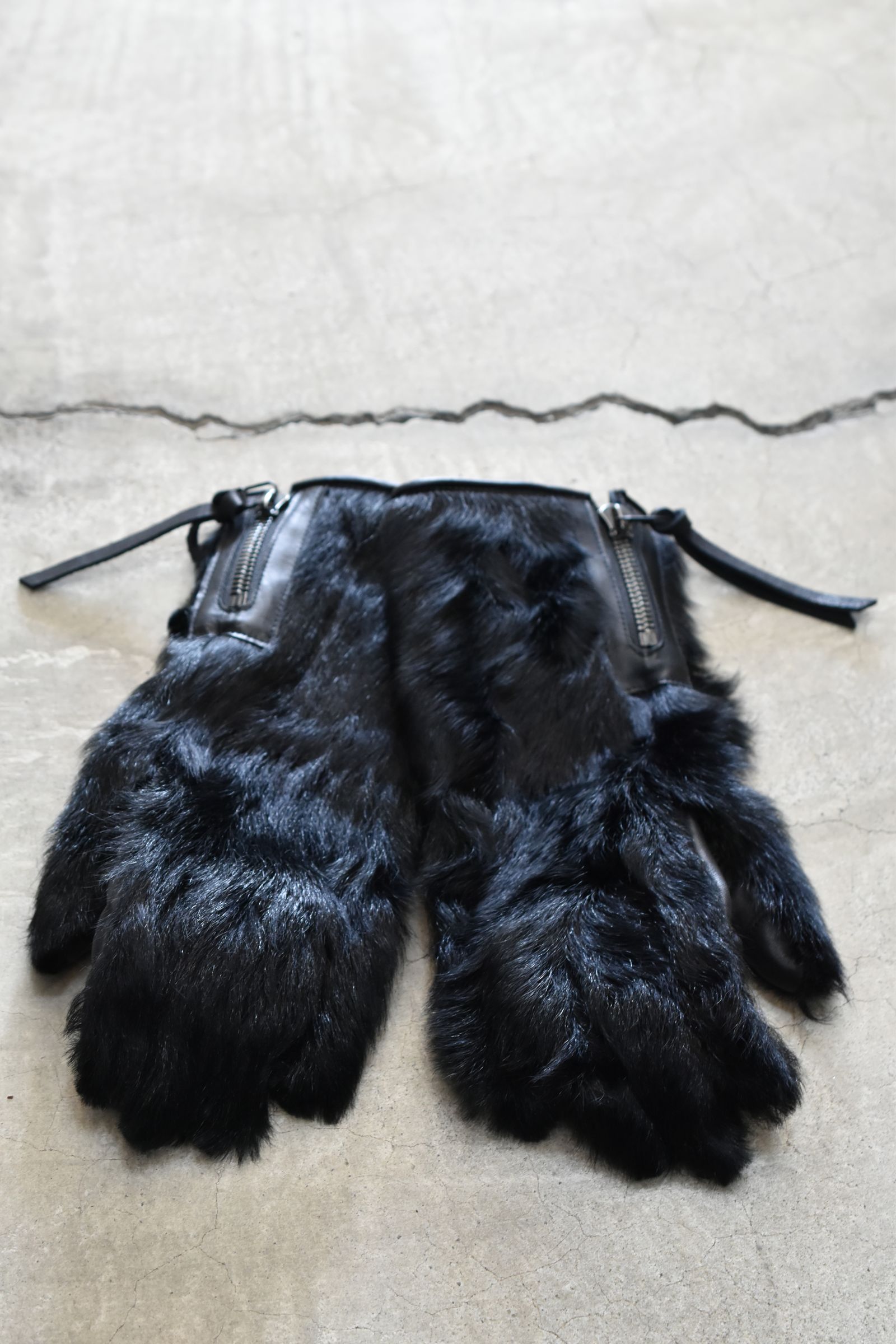 Goatfur and Horsehide Combination Gloves"Black" / ゴートファー×ホースレザーコンビネーショングローブ"ブラック"