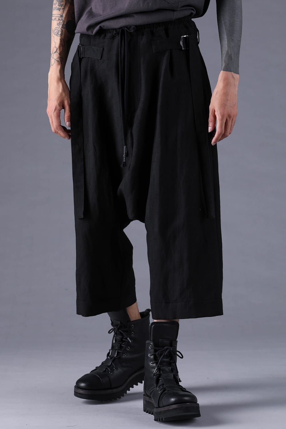《2027SS先行予約分》Bamboo Linen Wide-Leg Cropped Pants"Black" / バンブーリネンワイドクロップドパンツ"ブラック"
