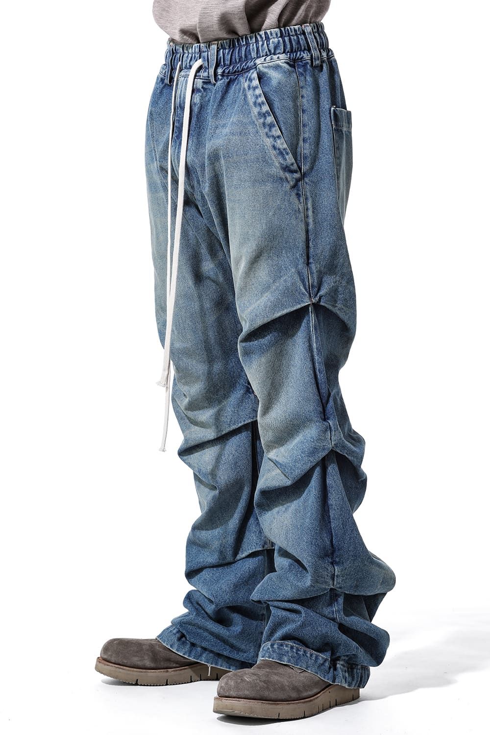 《2025AW先行予約》Denim Tuck Slim Baggy Pants"Indigo Blue/Black"/デニムタックスリムバギーパンツ"インディゴブルー/ブラック"