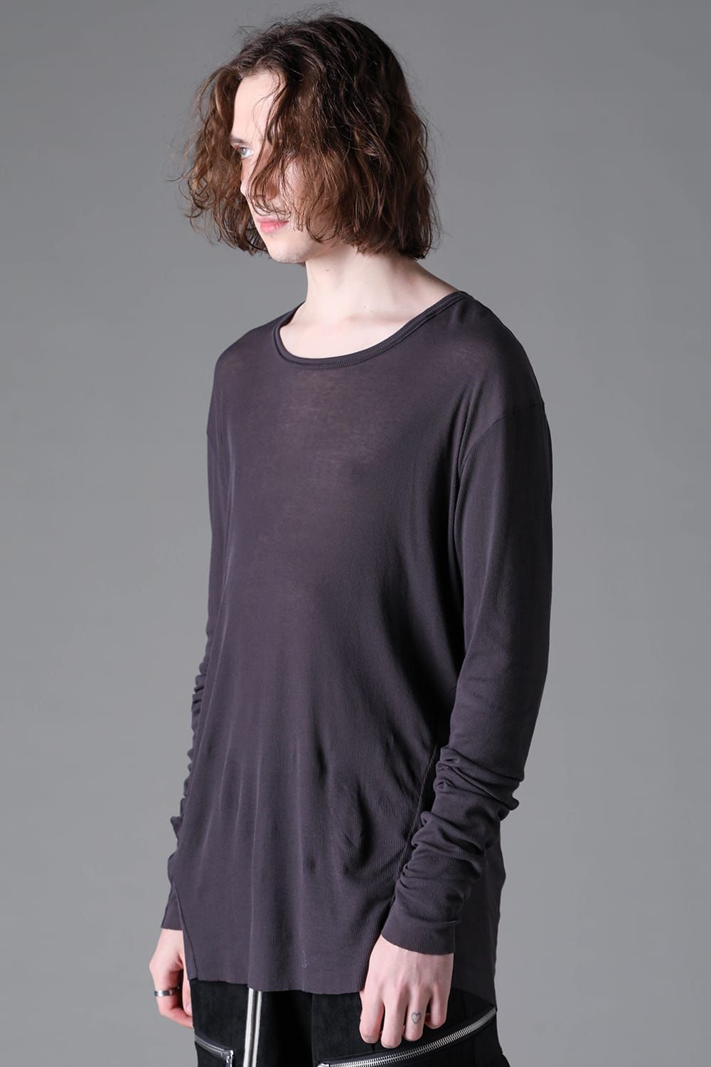《2026AW先行予約》Back Printed Rib Long  Sleeve Tee"Black / D.Grey / Ivory /Khaki"バックプリントリブロングスリーブTee"ブラック/ダークグレー/アイボリー/カーキ"