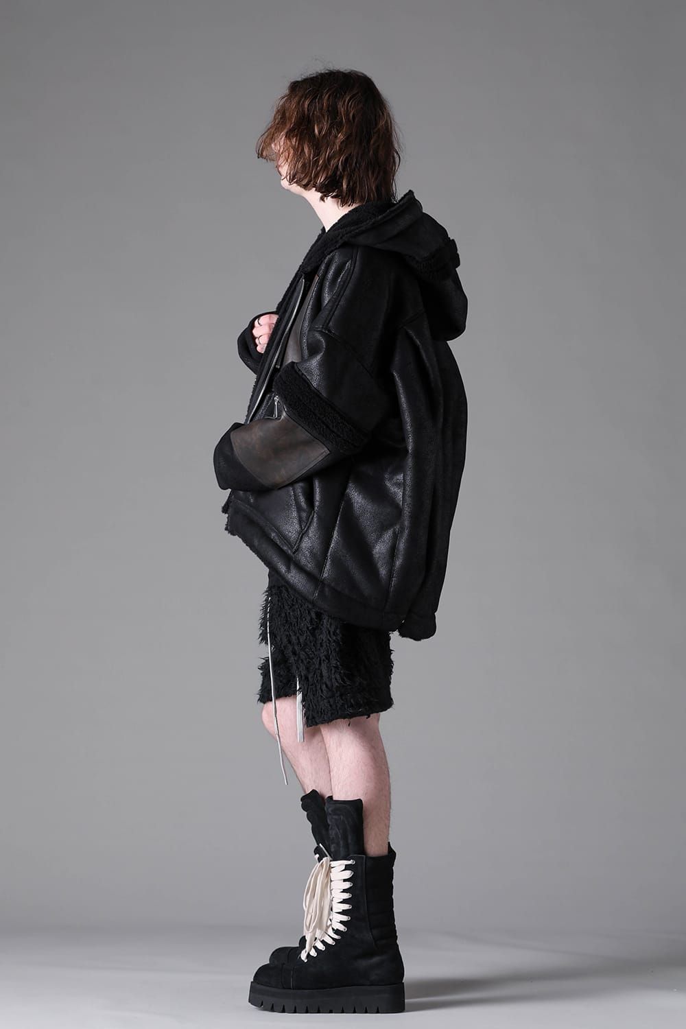 《2026AW先行予約》 Faux Shearling Hoodie Blouson"Black" / フェイクシアーリングフーディブルゾン"ブラック"