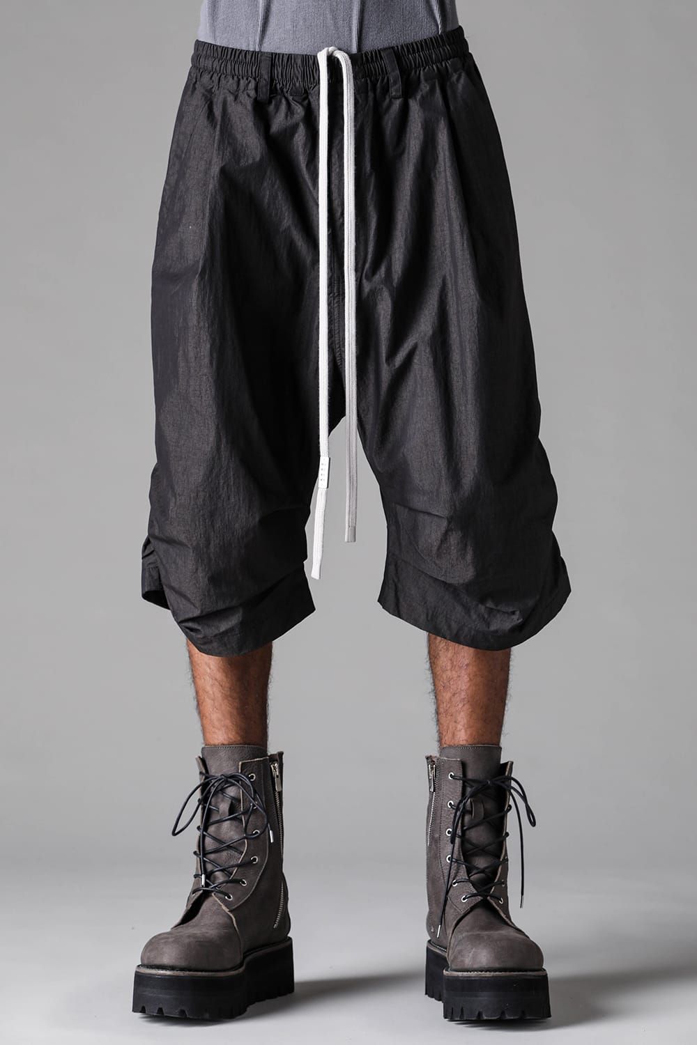 《2027SS先行予約》Cotton Nylon Side Gather Shorts"Black" / コットンナイロンサイドギャザーショーツ"ブラック"