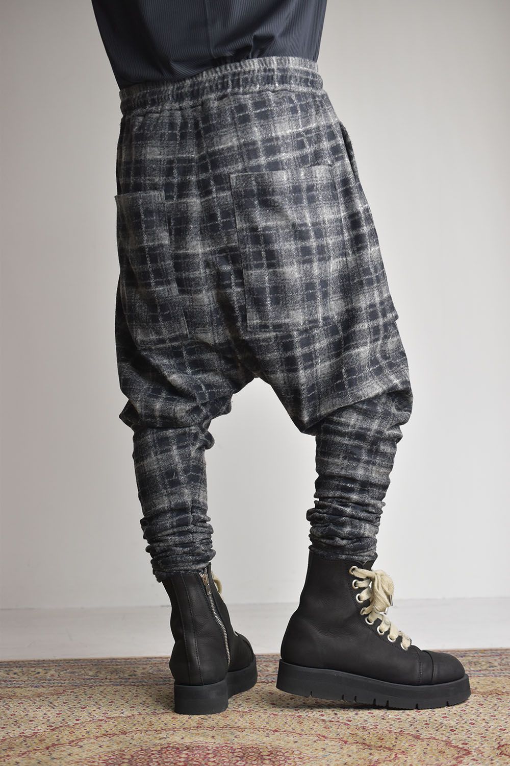 Check Johdpurs Pants"BKGY×BK" / チェックジョッパーズパンツ"ブラックグレー×ブラック"