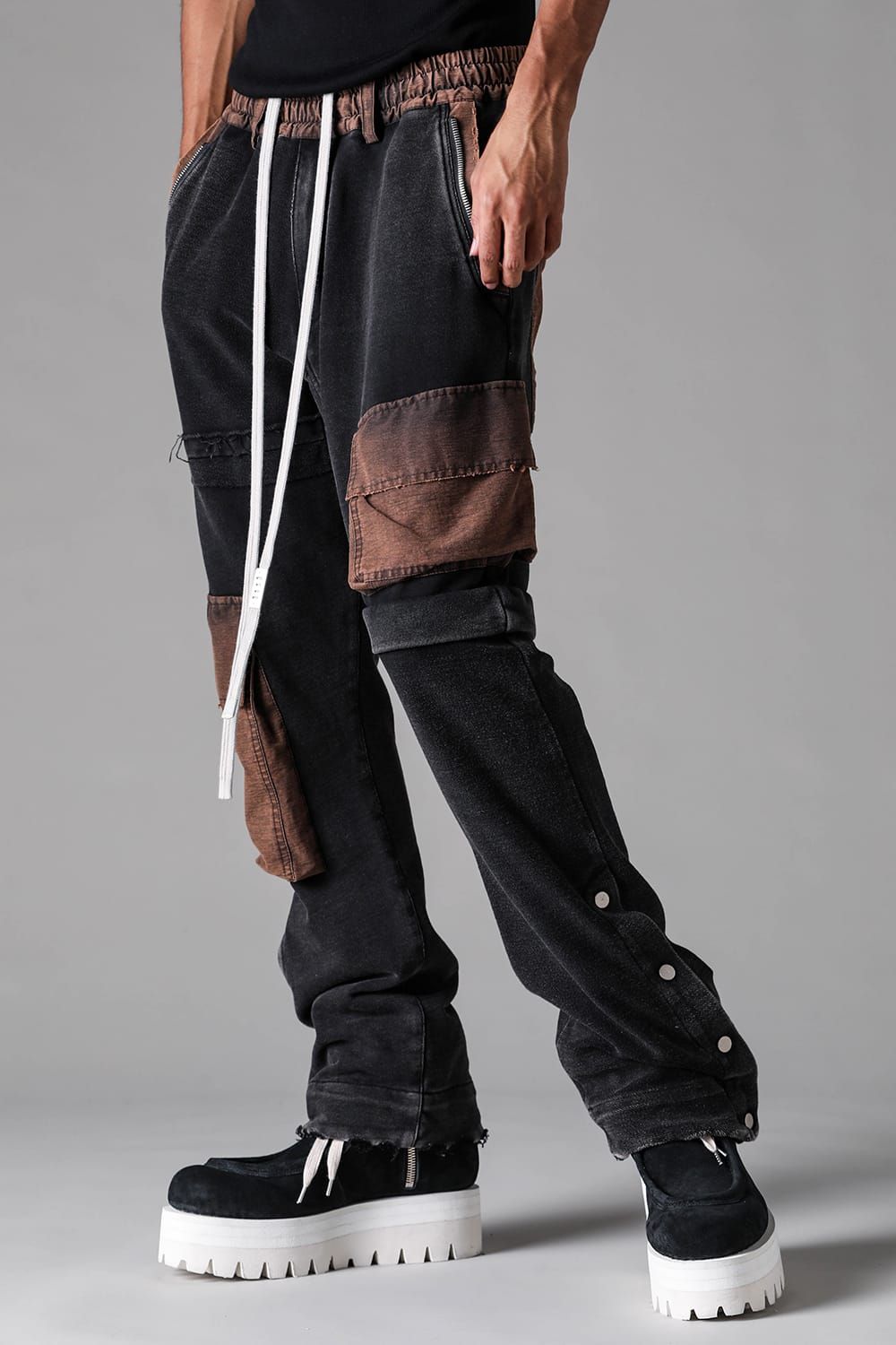 《2027SS先行予約》Vintage Cargo Flare Long Pants "Black × Brown / Grey × L.Grey / Ivory" / ヴィンテージカーゴフレアロングパンツ"ブラック×ブラウン / グレー×ライトグレー / アイボリー"