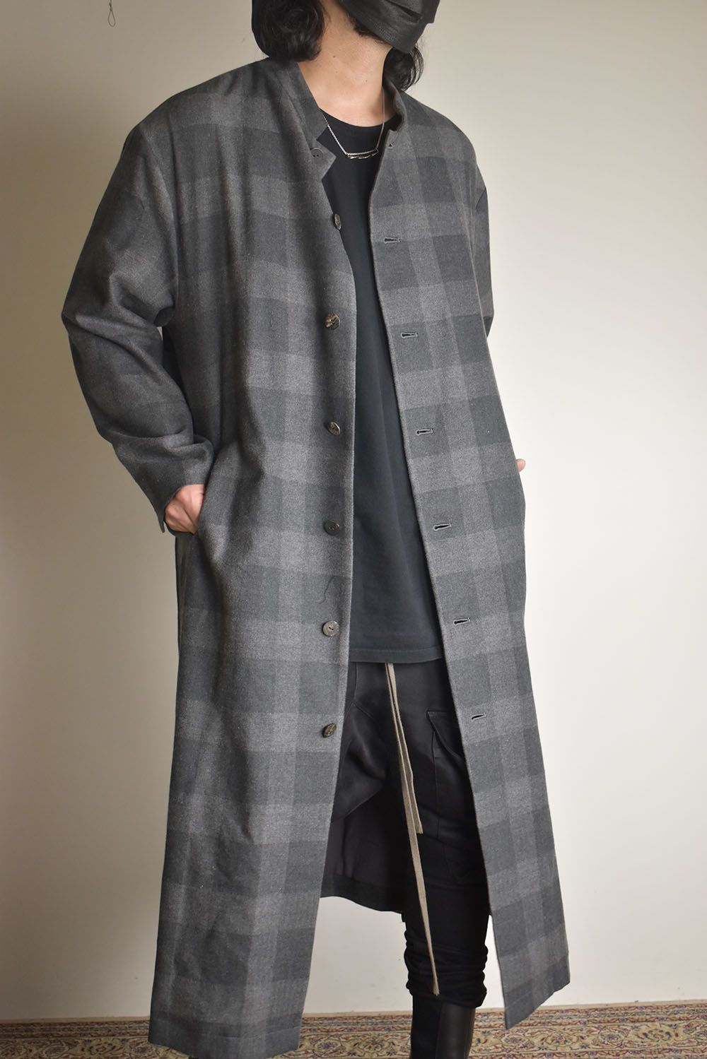 Mao Collar Long Coat"Grey" / マオカラーロングコート"グレー"