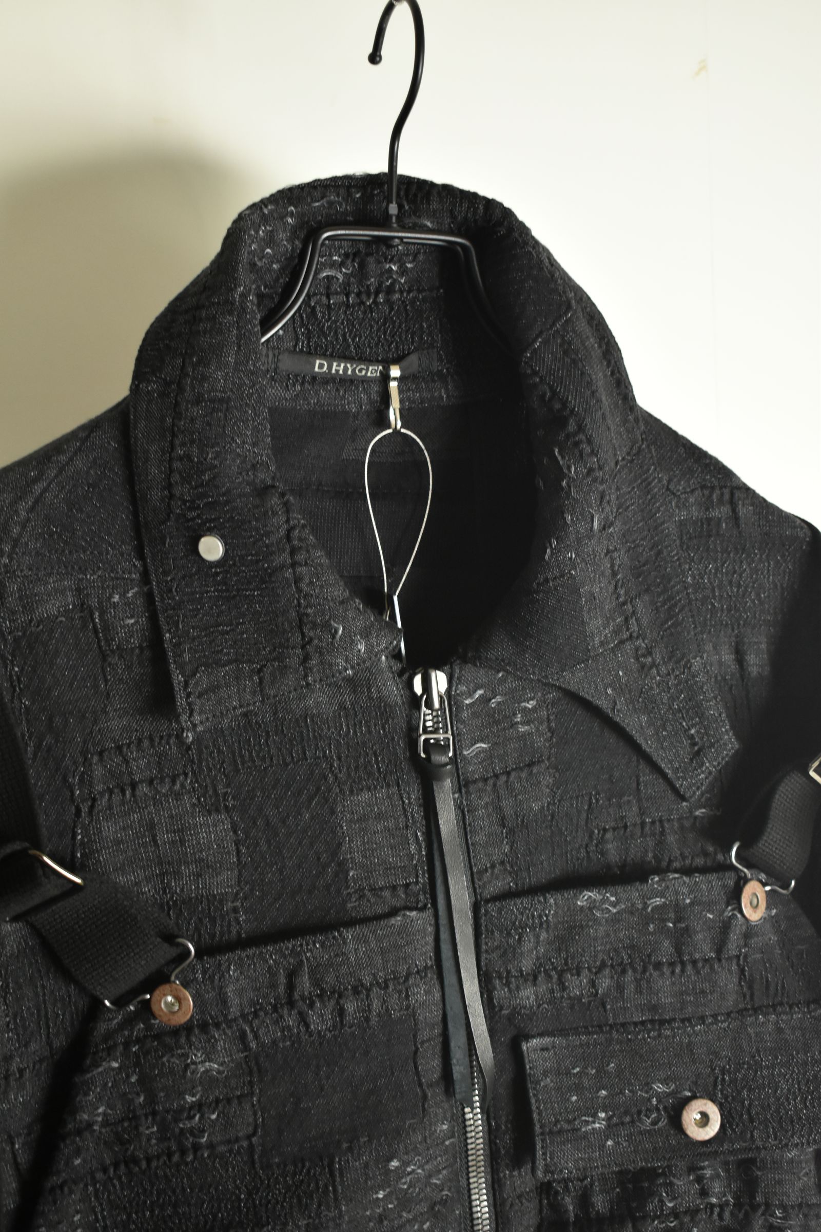 Crust Jacquard Salopette Layered Jacket"Black" / クラストジャガードサロペットレイヤードジャケット"ブラック"