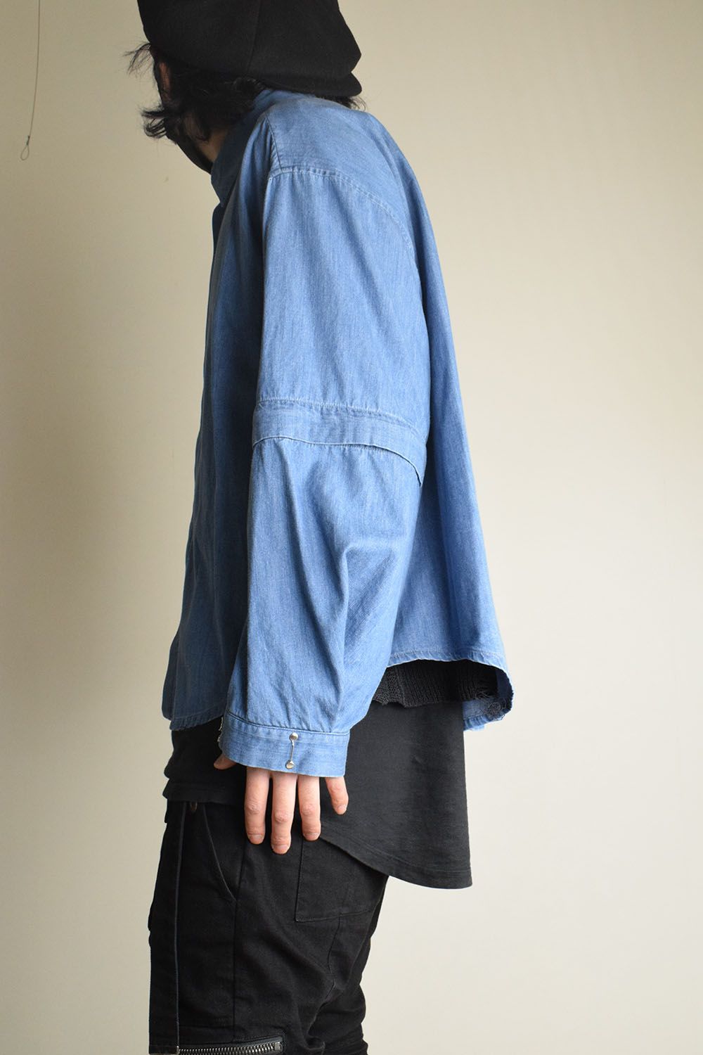 Detachable Sleeve Hook Cuff Shirt"Blue Washed" / デタッチャブルスリーブホックカフスシャツ"ブルーウォッシュド"