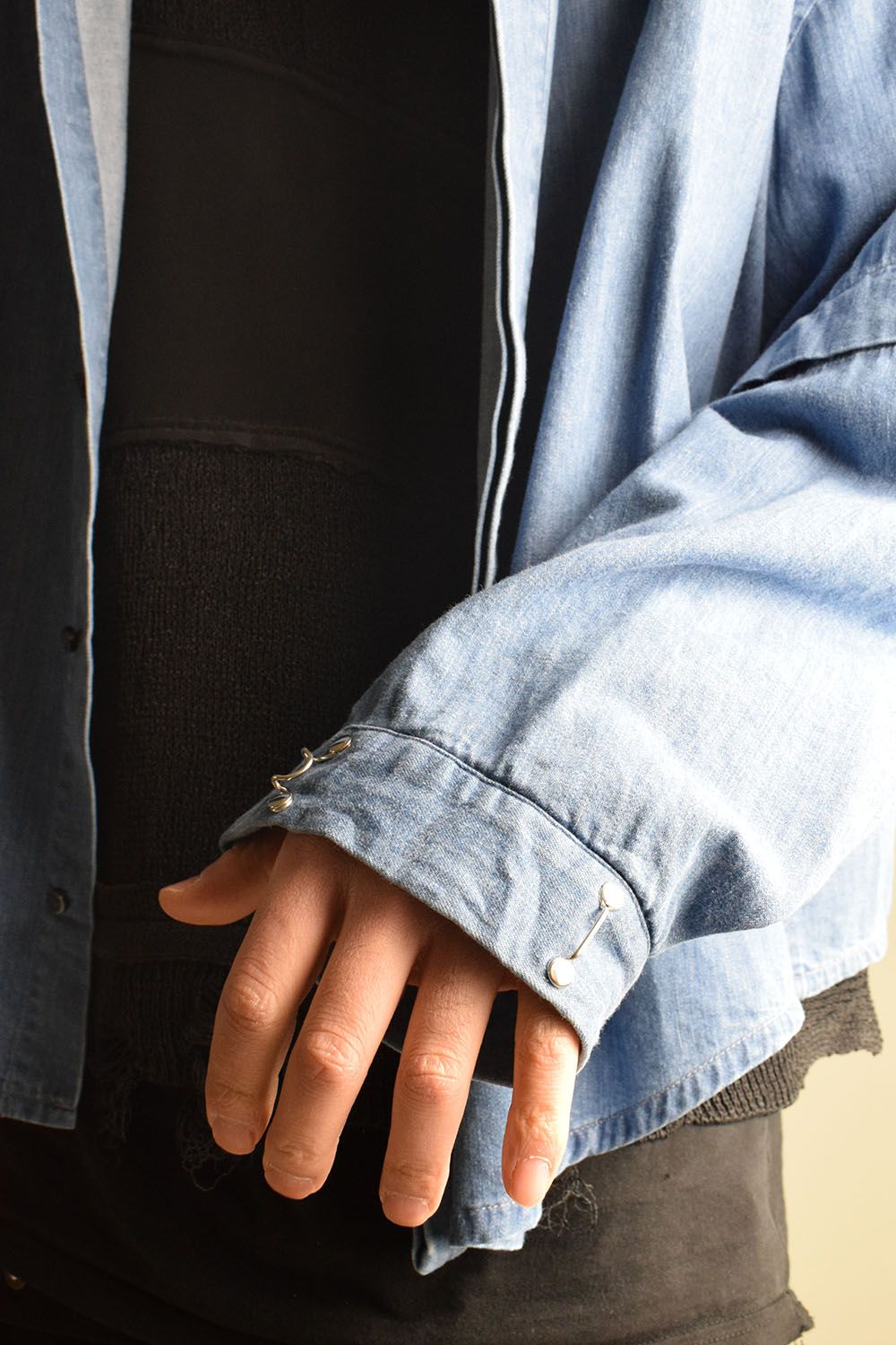 Detachable Sleeve Hook Cuff Shirt"Blue Washed" / デタッチャブルスリーブホックカフスシャツ"ブルーウォッシュド"