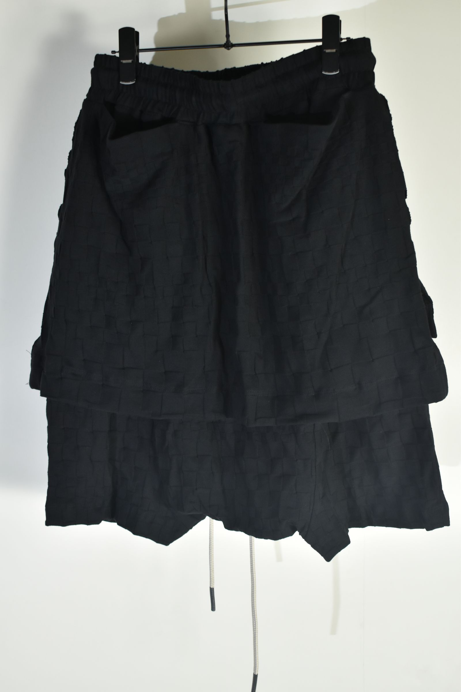 Gradient Plaid Pattern Layered Shorts"Black" / グラデーションチェックパターンレイヤードショーツ"ブラック"