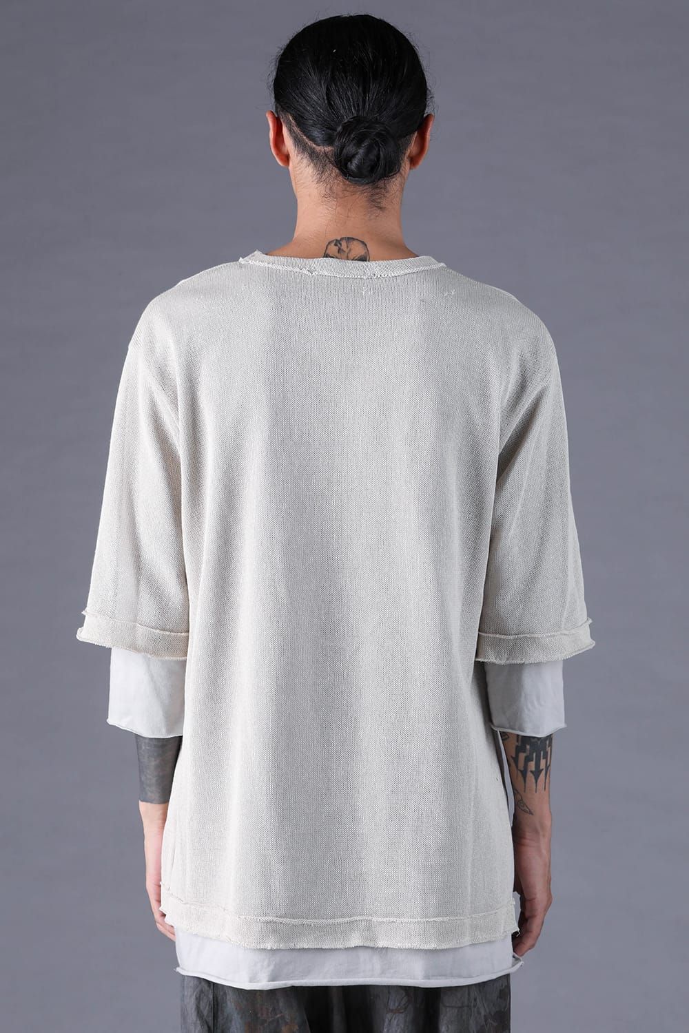 《2027SS先行予約分》Japanese Paper Cotton Knit Layered T-Shirt"Off White" / 和紙コットンニットレイヤードTee"オフホワイト"