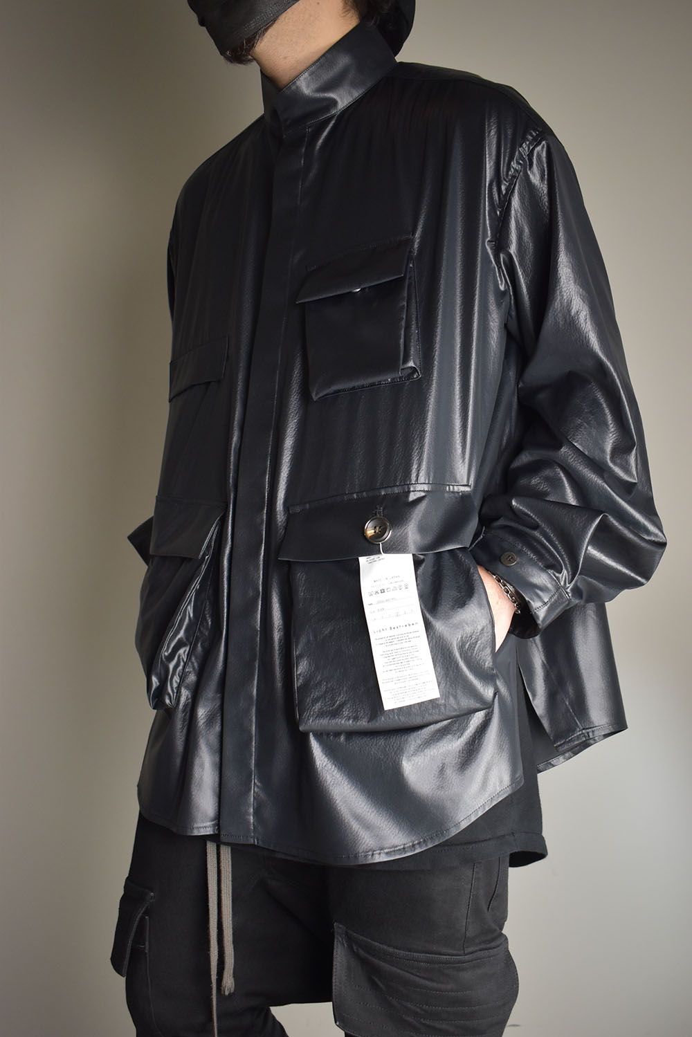 Fake Fake Leather Shirts Jacket"Black" / フェイクフェイクレザーシャツジャケット"ブラック"