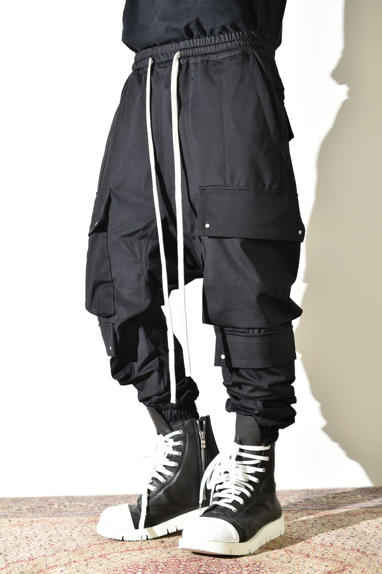 Technical Nylon Military Sarrouel Easy Pants"Black" / テクニカルナイロンミリタリーサルエルイージーパンツ"ブラック"