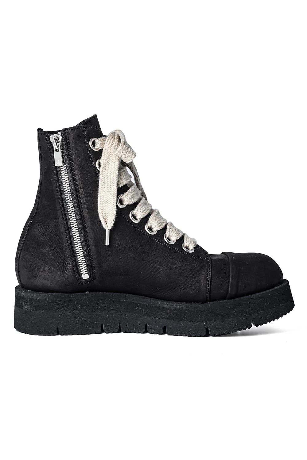 《2027SS先行予約分》 Fat Laces Leather Sneaker Boots "Black" / ファットレースレザースニーカーブーツ"ブラック"
