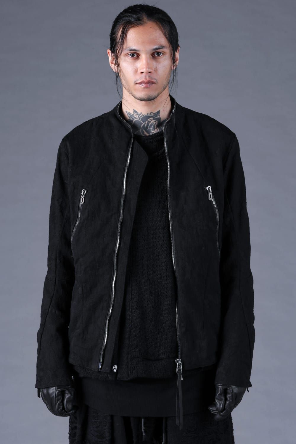 Damage Jacquard Single Rider Jacket"Black" / ダメージジャガードシングルライダースジャケット"ブラック"