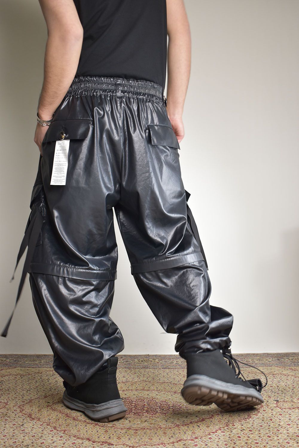 Fake Fake Leather Detachable Cargo Pants"Black"/フェイクフェイクレザーデタッチャブルカーゴパンツ"ブラック"