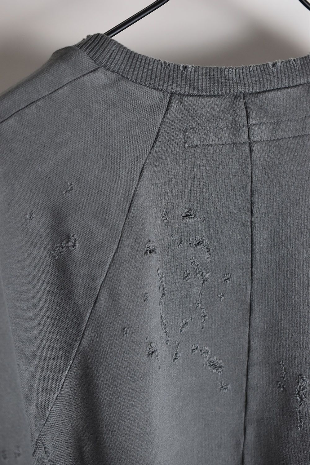 Damage Sweat Over Sized Pullover"Grey"/ ダメージスウェットオーバーサイズドプルオーバー"グレー"