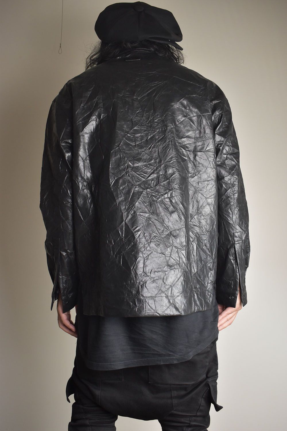 Washer Synthetic Leather Shirts"Black" / ワッシャーシンセティックレザーシャツ"ブラック"