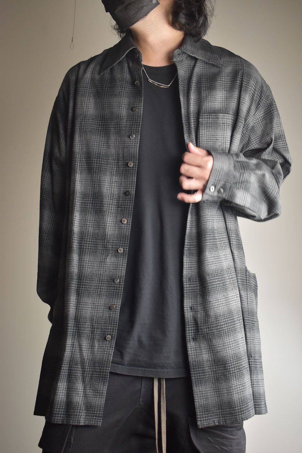 Over Sized Check Shirts"Grey" / オーバーサイズドチェックシャツ"グレー"