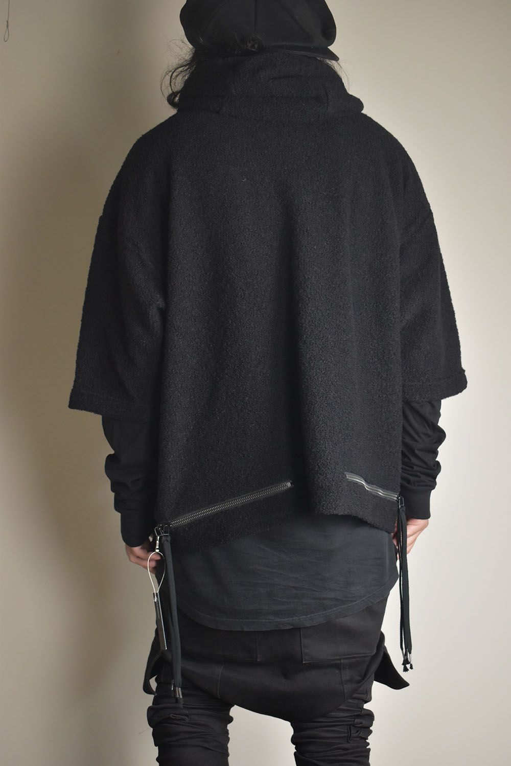 Loop Knit Oversized Layered Hooded Pullover"Black" / ループニットオーバーサイズレイヤードフーデッドプルオーバー"ブラック"