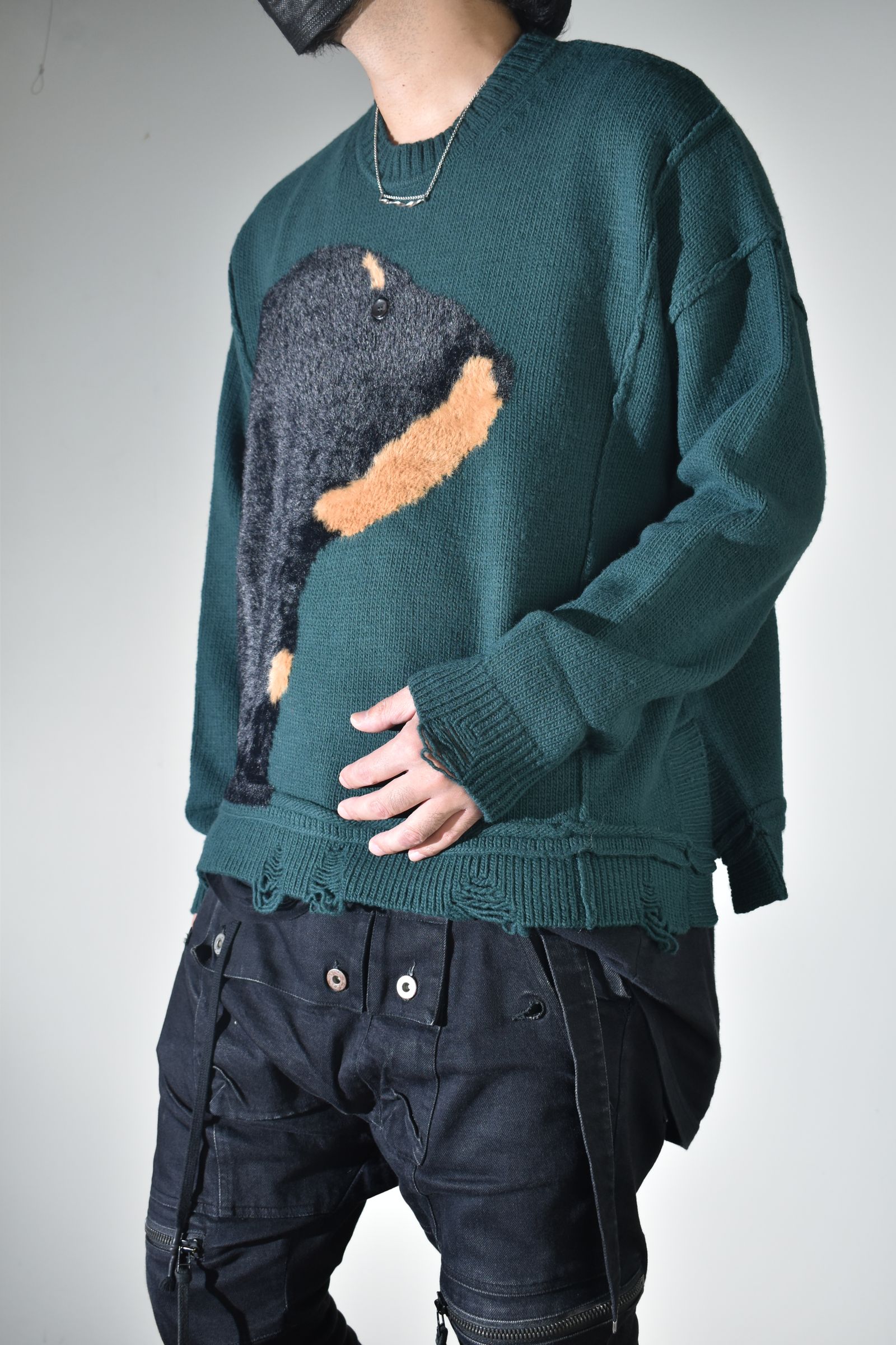 Dog Motif Intarsia Sweater "Jade" / ドッグモチーフインターシャセーター"ジェイド"