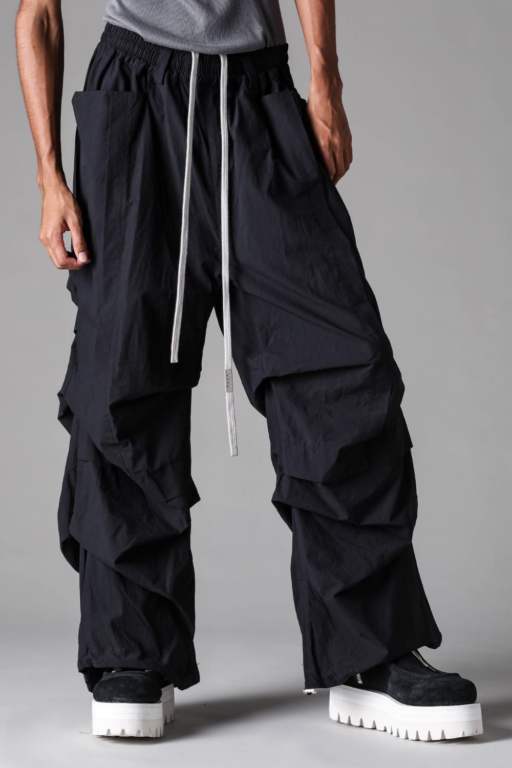 《2027SS先行予約》Tuck Wide Pants "Black / L.Grey" / タックワイドパンツ"ブラック/ライトグレー"