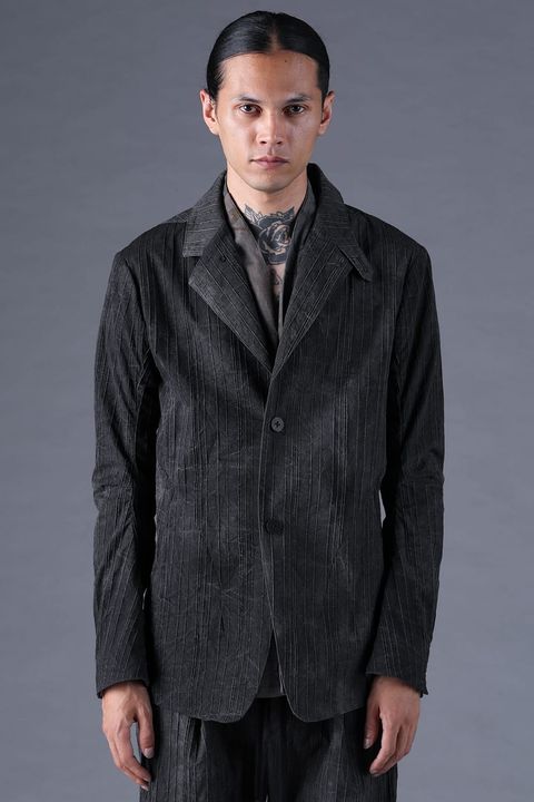 《2027SS先行予約分》Mura-Dye Dobby Stripe Tailored Jacket"Charcoal" / ムラ染トビーストライプテイラードジャケット"チャコール"