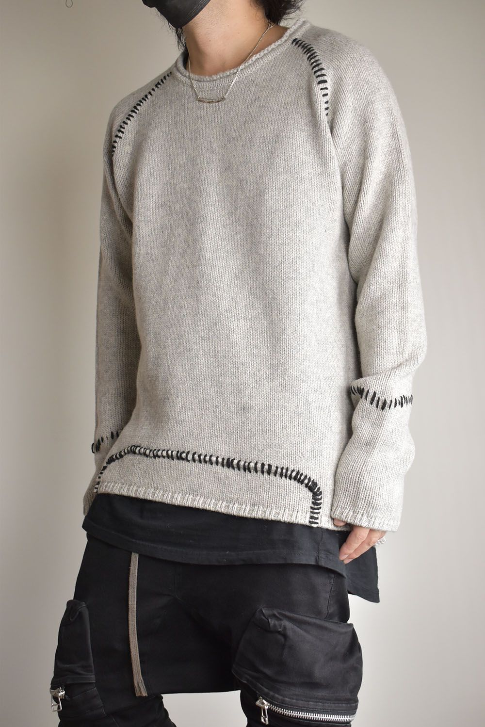 Over Lock Knit Pullover"Oyster Grey" / オーバーロックニットプルオーバー"オイスターグレー"