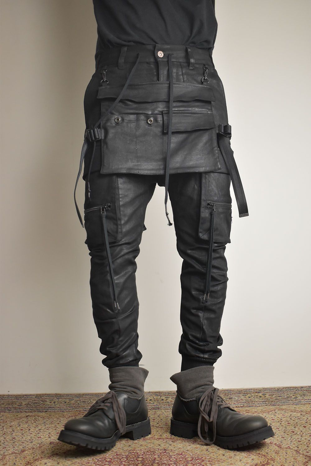 Product Coating Bag Attached Cargo Jogging Pants"Black" / 製品コーティングバッグアタッチドカーゴジョグパンツ"ブラック"