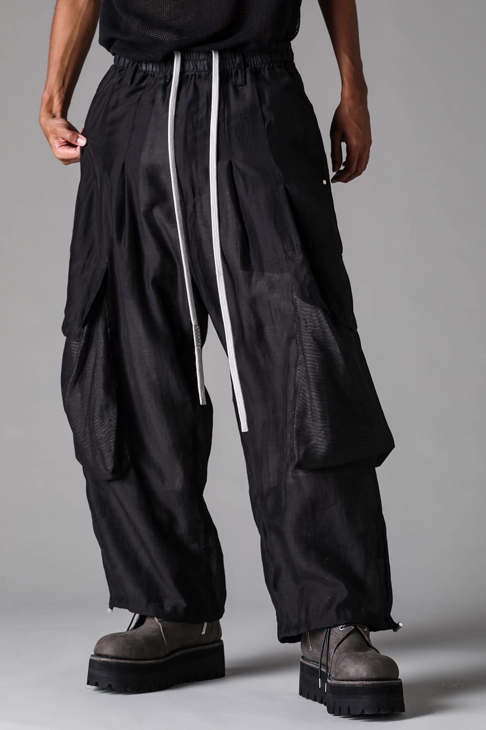 《2027SS先行予約》Cargo Tuck Wide Pants"Black " / カーゴタックワイドパンツ"ブラック"