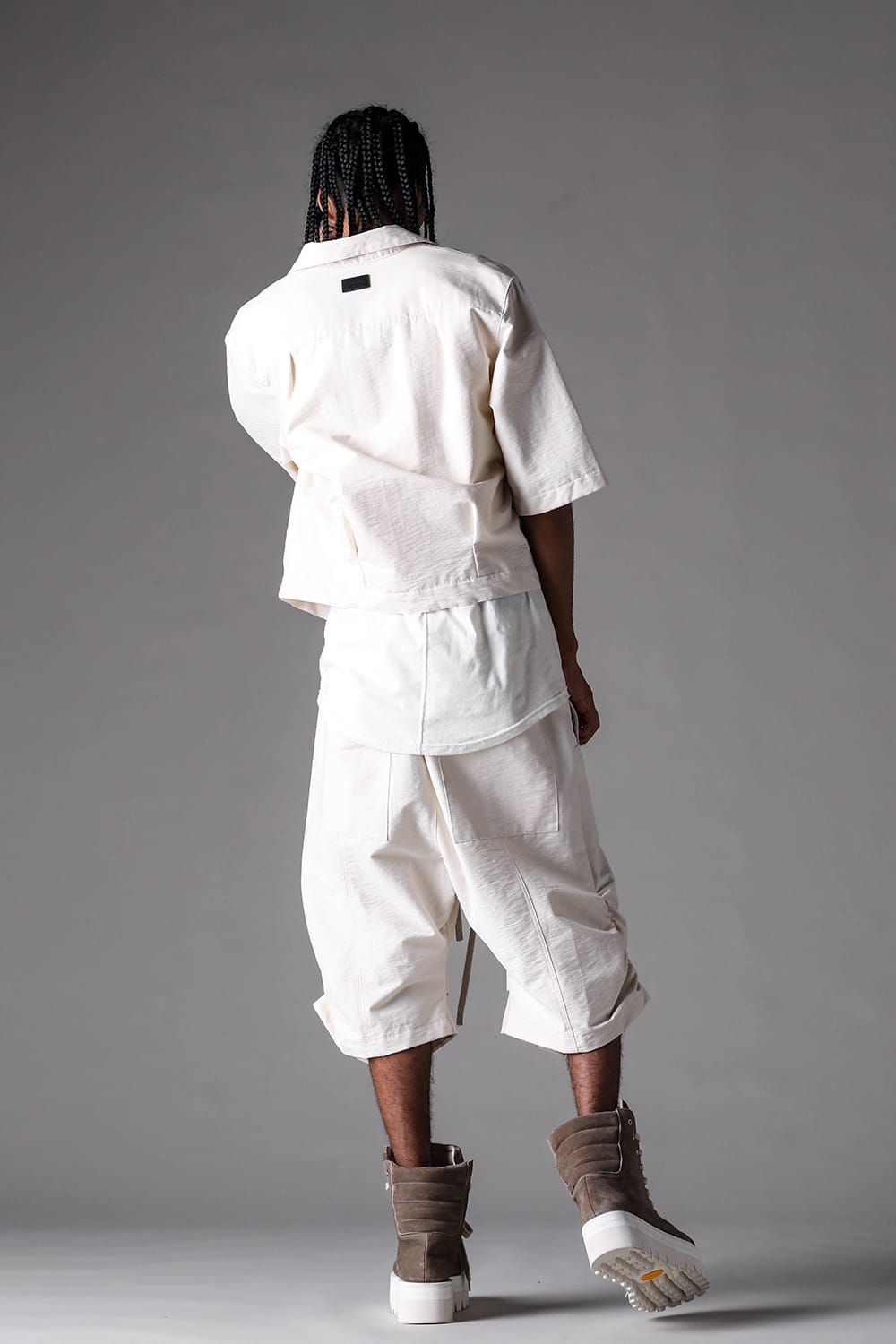 《2027SS先行予約》Cotton Nylon Side Gather Shorts"Black / Ivory / D.khaki" / コットンナイロンサイドギャザーショーツ"ブラック / アイボリー /ダークカーキ"