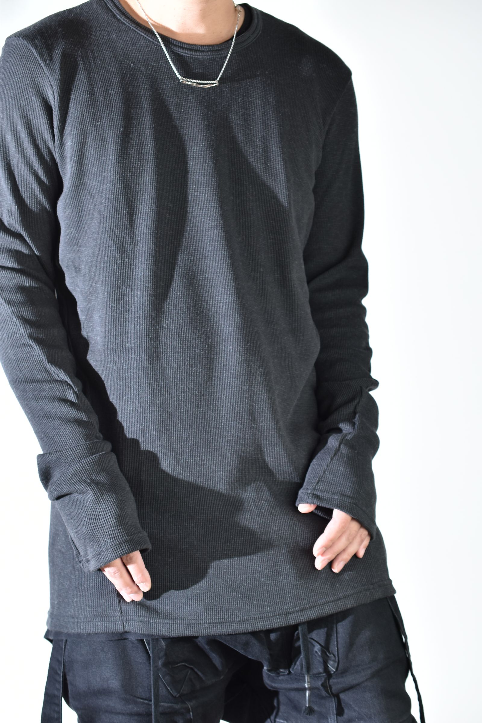 Back Printed Waffle Jersey Long  Sleeve Tee"D.Grey" バックプリントワッフルジャージーロングスリーブTee"ダークグレー"