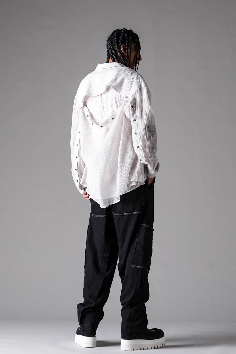 《2027SS先行予約》Loose Denim Wide Cargo Pants"Black" / ルーズデニムワイドカーゴパンツ"ブラック"