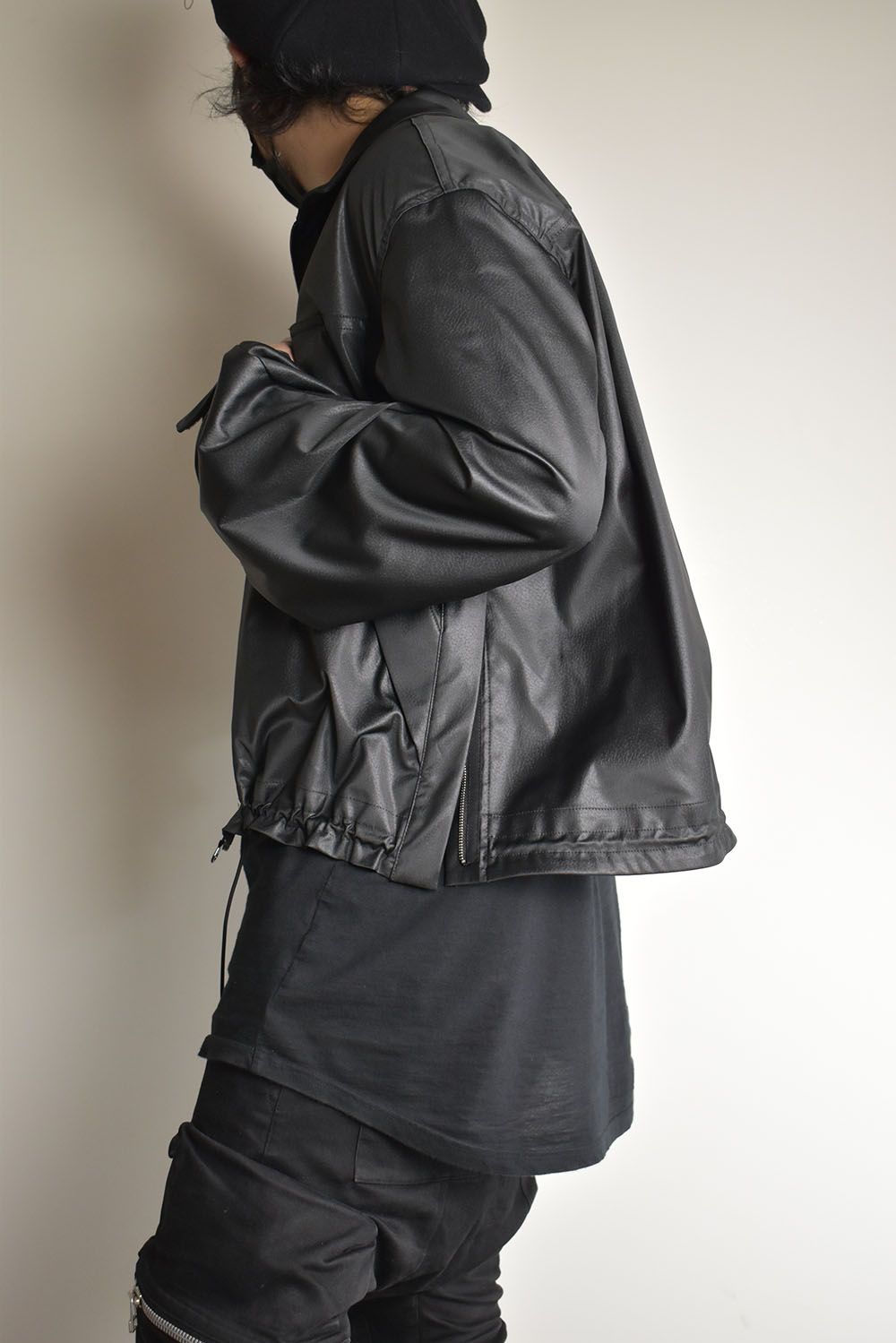 Fake Fake Leather Flight Jacket"Black"/フェイクフェイクレザーフライトジャケット"ブラック"