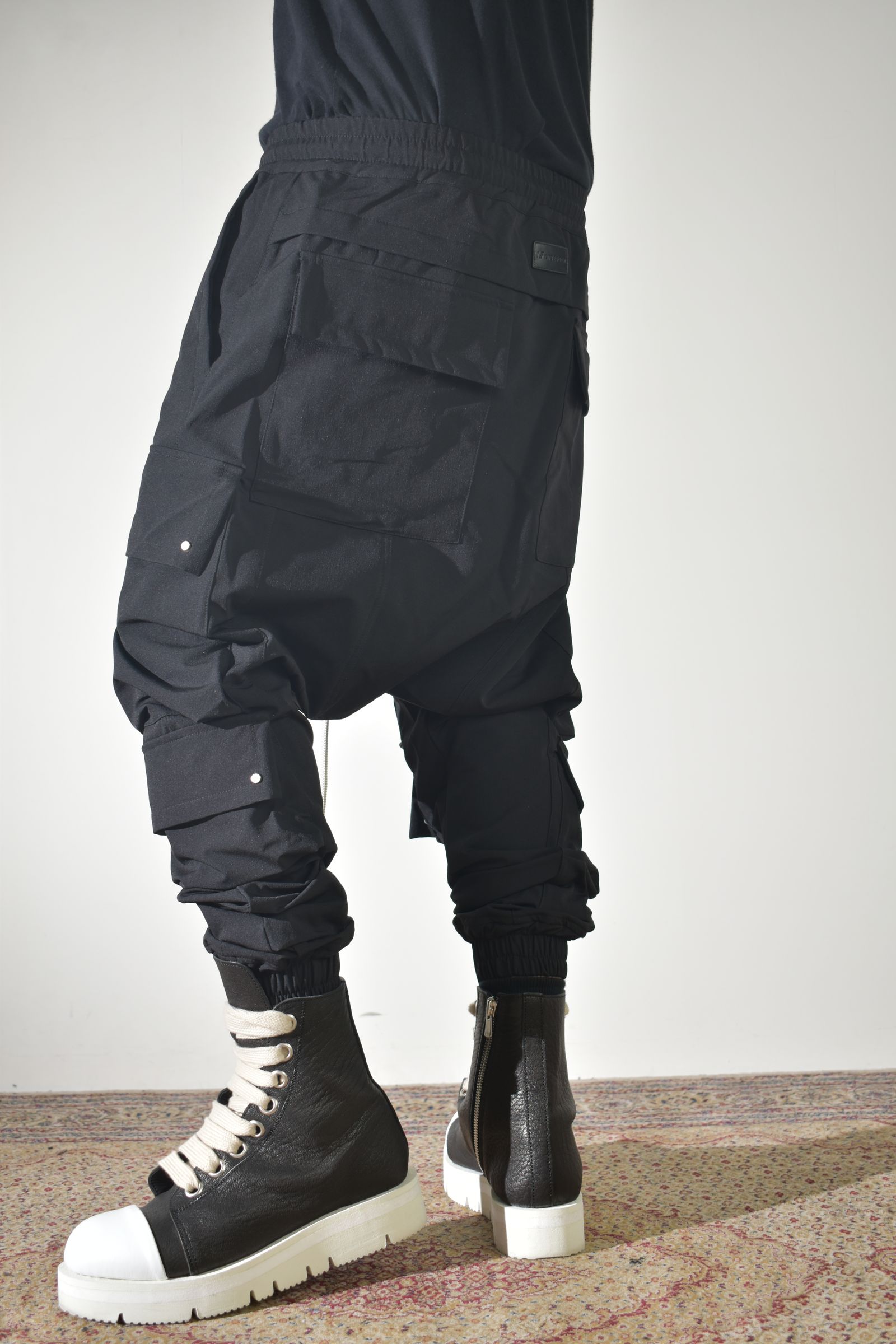 Stretch Nylon Military Sarouel Pants"Black" / ストレッチナイロンミリタリーサルエルパンツ"ブラック"