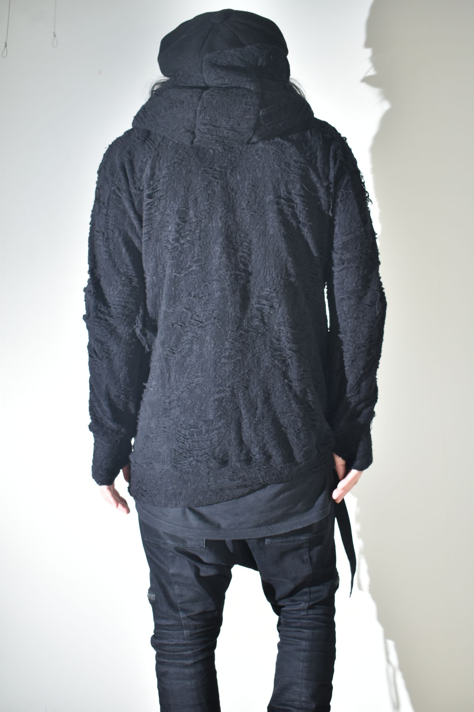 Damage Pile Zip-Up Hoodie"Black" / ダメージパイルジップアップフーディー"ブラック"