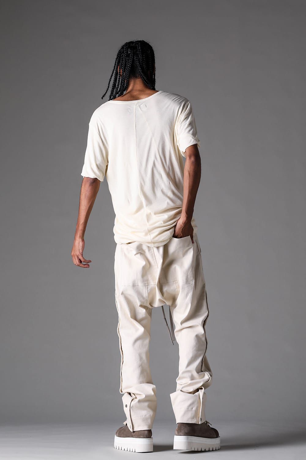《2027SS先行予約》Side Snap Sarrouel Flare Pants"Black / Ivory" / サイドスナップサルエルフレアパンツ "ブラック / アイボリー"