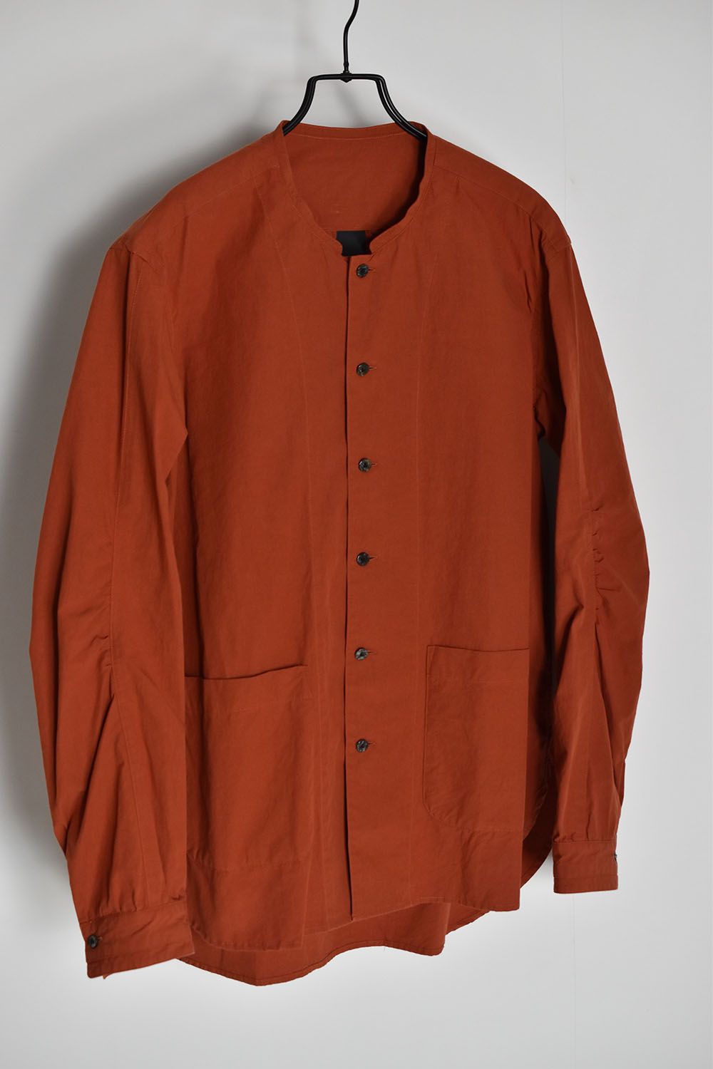 Cotton Band Collar Shirt"Brick Red"/コットンバンドカラーシャツ"ブリックレッド"