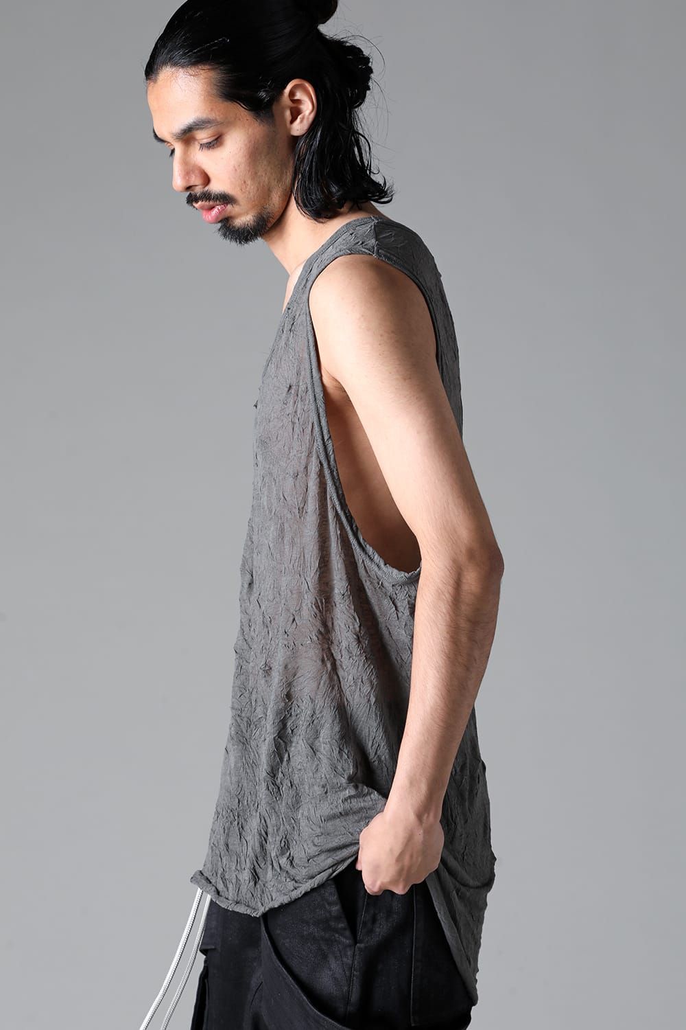 《2025AW先行予約》Gauze Washer Tank Top"Black / Grey / Ivory /Beige" /ガーゼワッシャタンクトップ"ブラック / グレー / アイボリー /ベージュ"