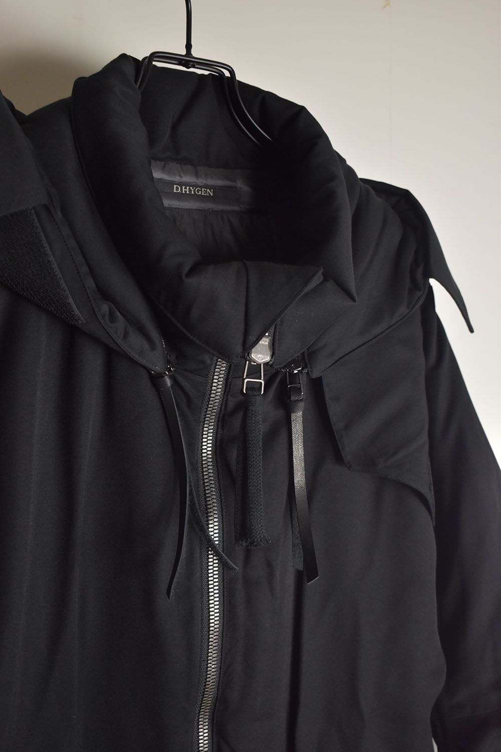 Rayon Twill Vest Hooded Down Jacket "Black" / レーヨンツイルベスト/フードアタッチドダウンジャケット"ブラック"