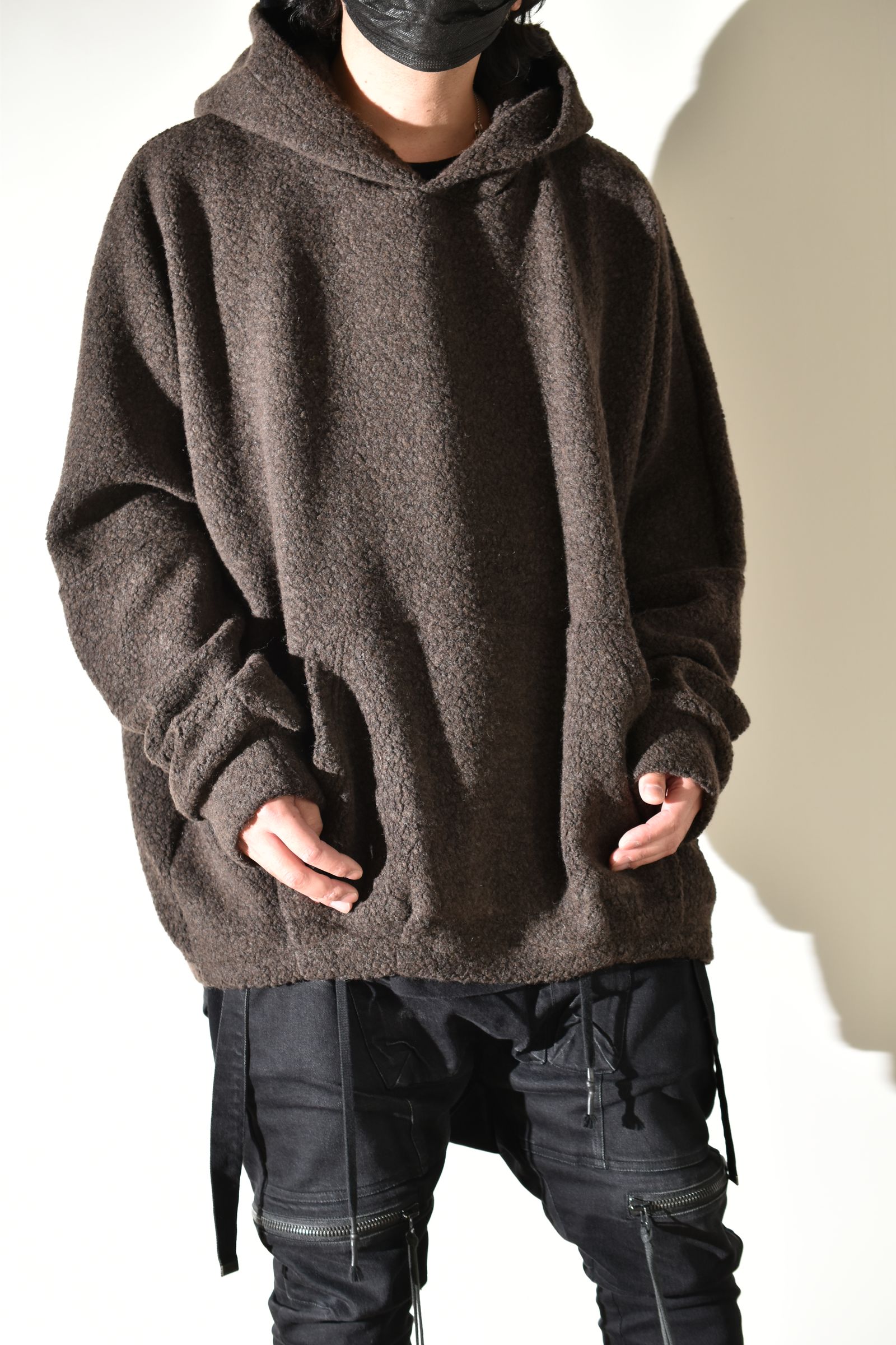 Sheep Pile Knit Dolman Hoodie Pullover"Khaki" / シープパイルニットドルマンフーディプルオーバー"カーキ"