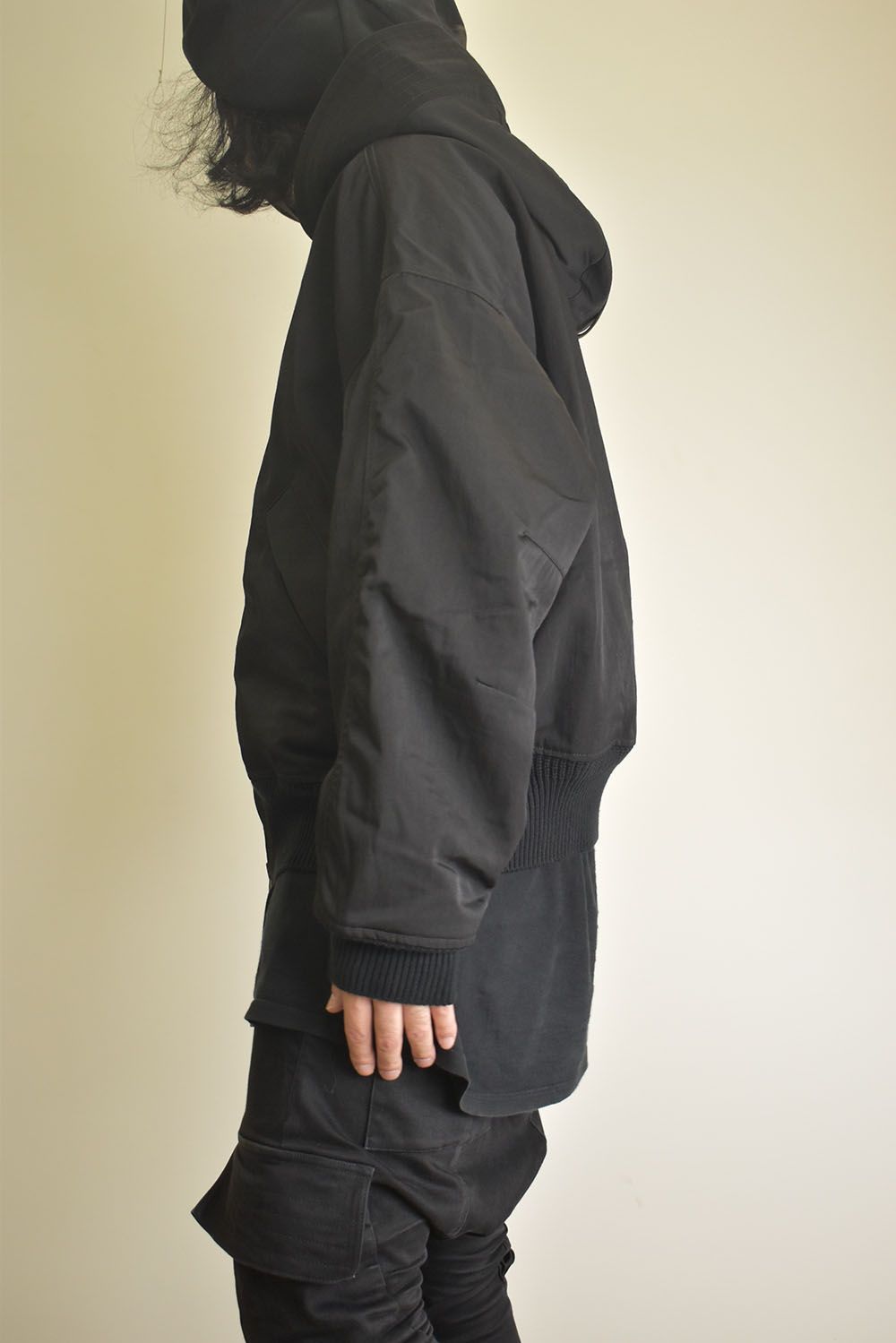 Nylon Wool Twill Hooded Jacket"Black" / ナイロンウールツイルフーデッドジャケット"ブラック"
