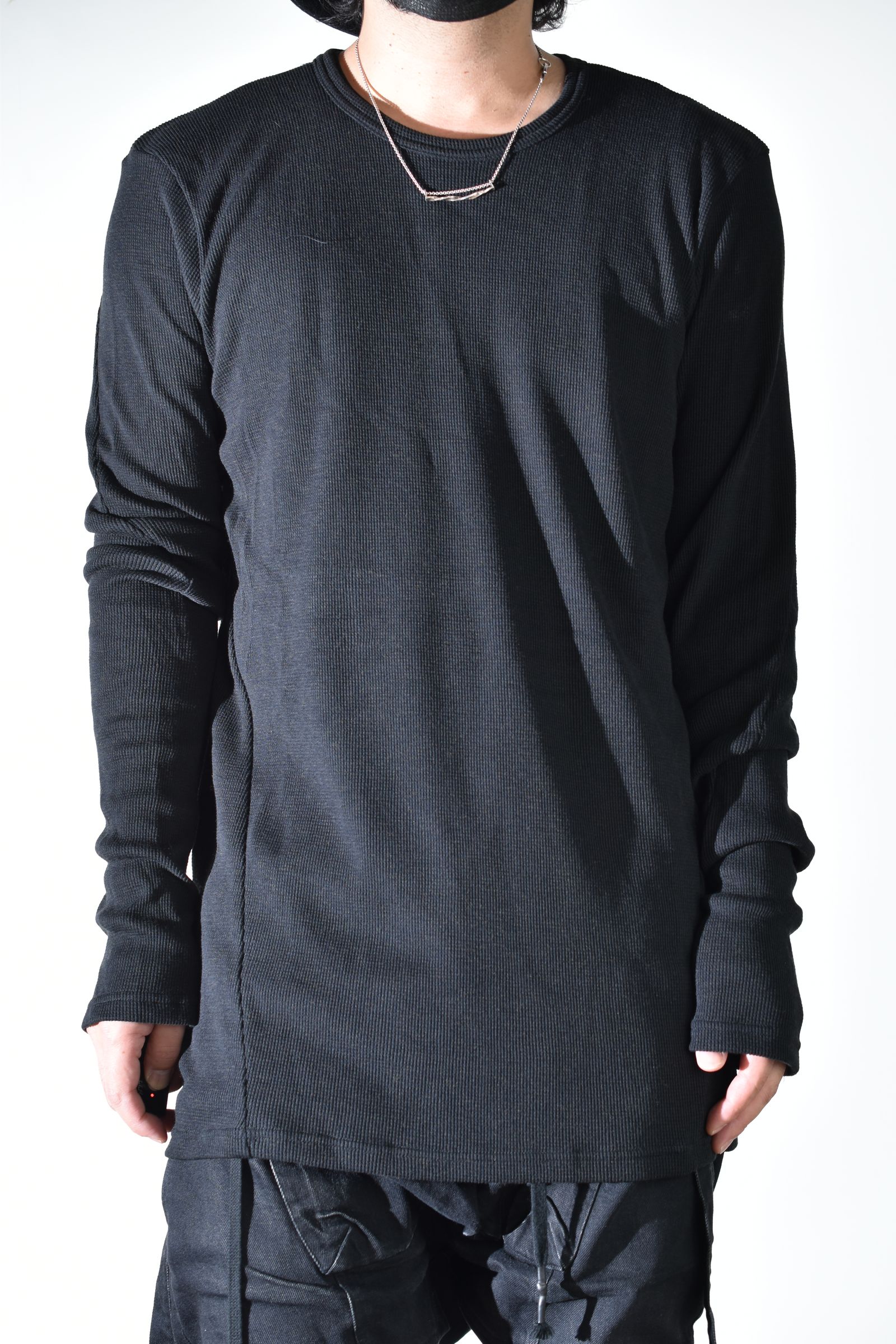 Back Printed Waffle Jersey Long  Sleeve Tee"Black" バックプリントワッフルジャージーロングスリーブTee"ブラック"