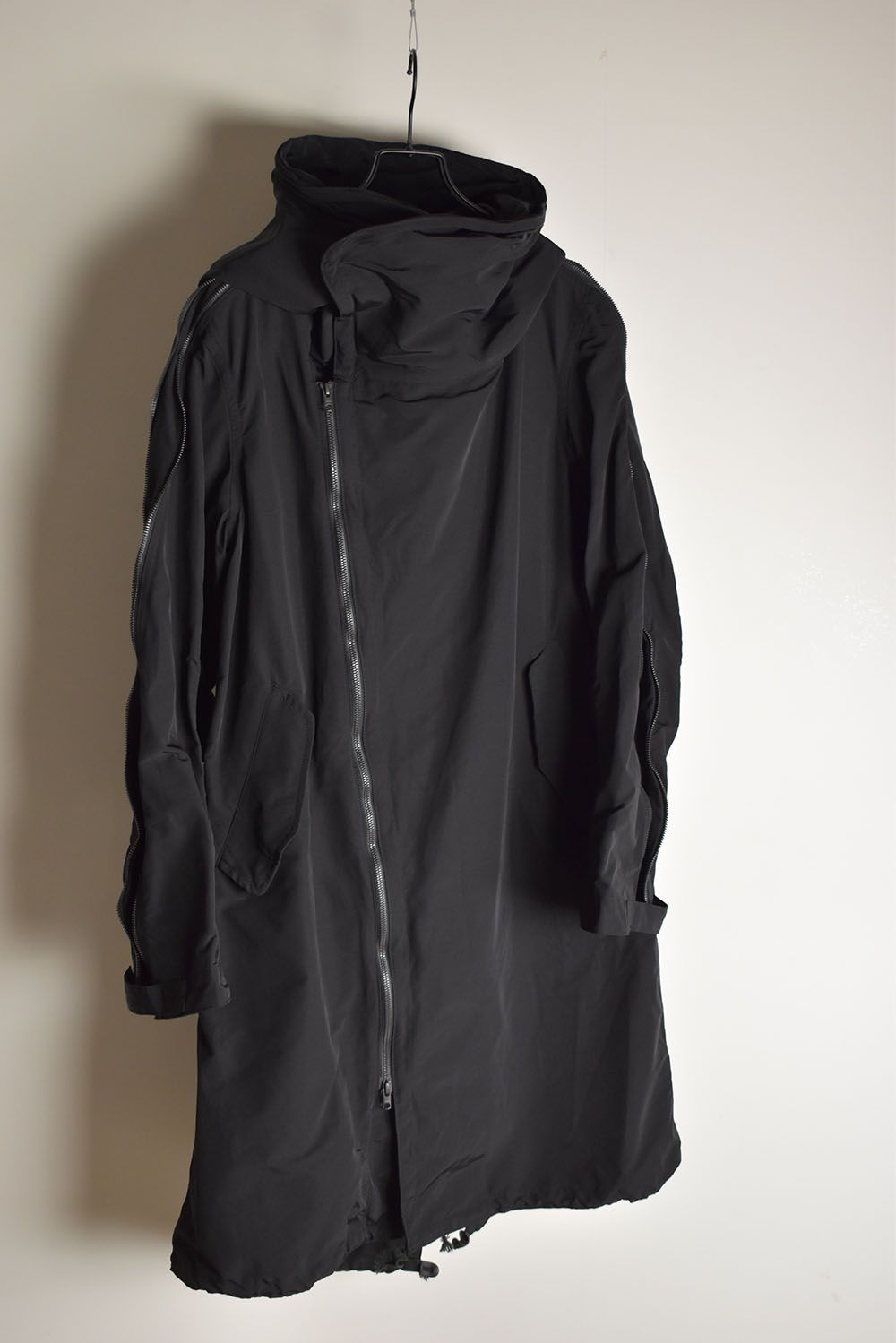 MULTI ZIP MILITARY HOODIE COAT"Black"/マルチジップミリタリーフーディコート"ブラック"