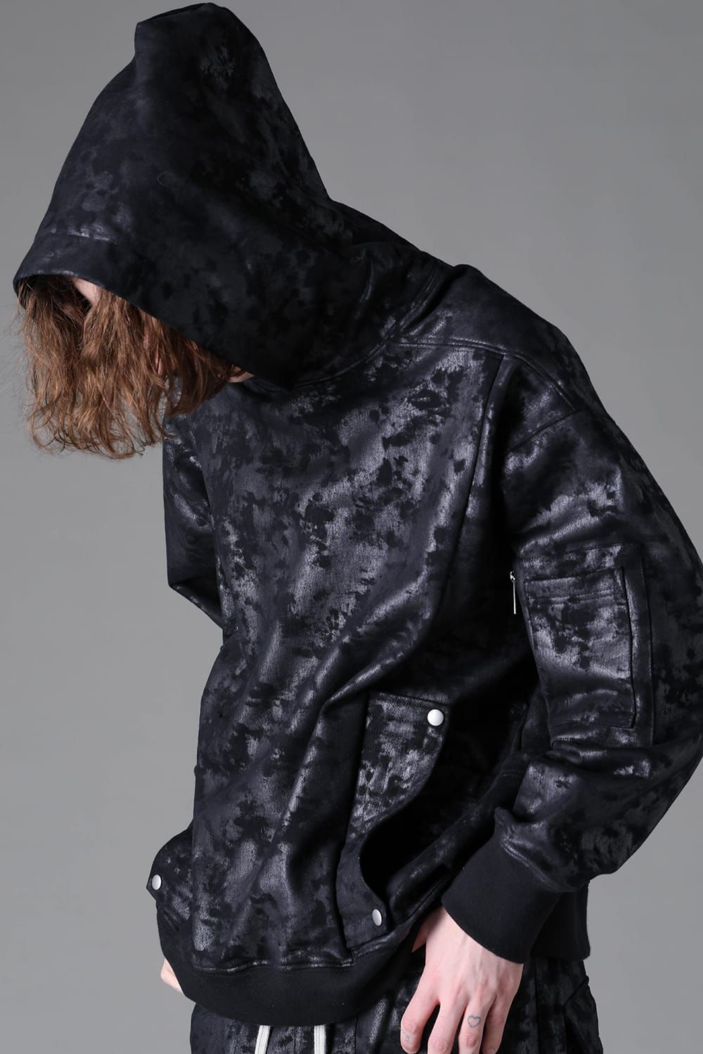 《2026AW先行予約》Sweat Cargo Hoodie Pullover"Black / L.Grey" / スウェットカーゴフーディプルオーバー"ブラック/ライトグレー"