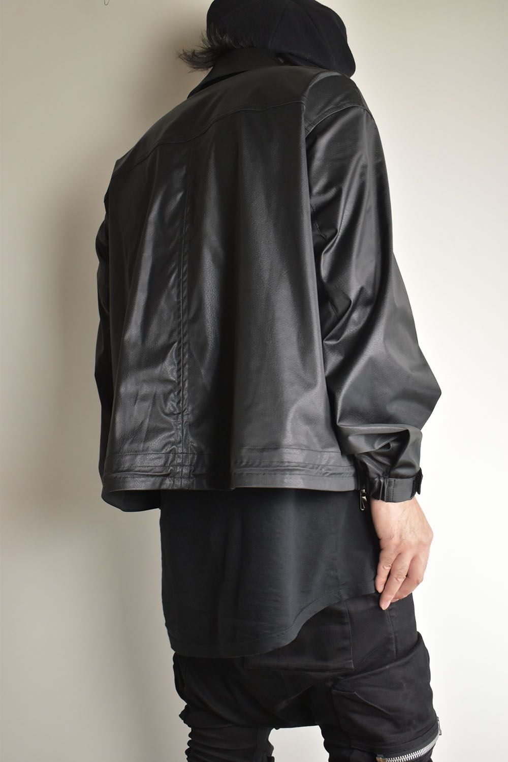 Fake Fake Leather Flight Jacket"Black"/フェイクフェイクレザーフライトジャケット"ブラック"