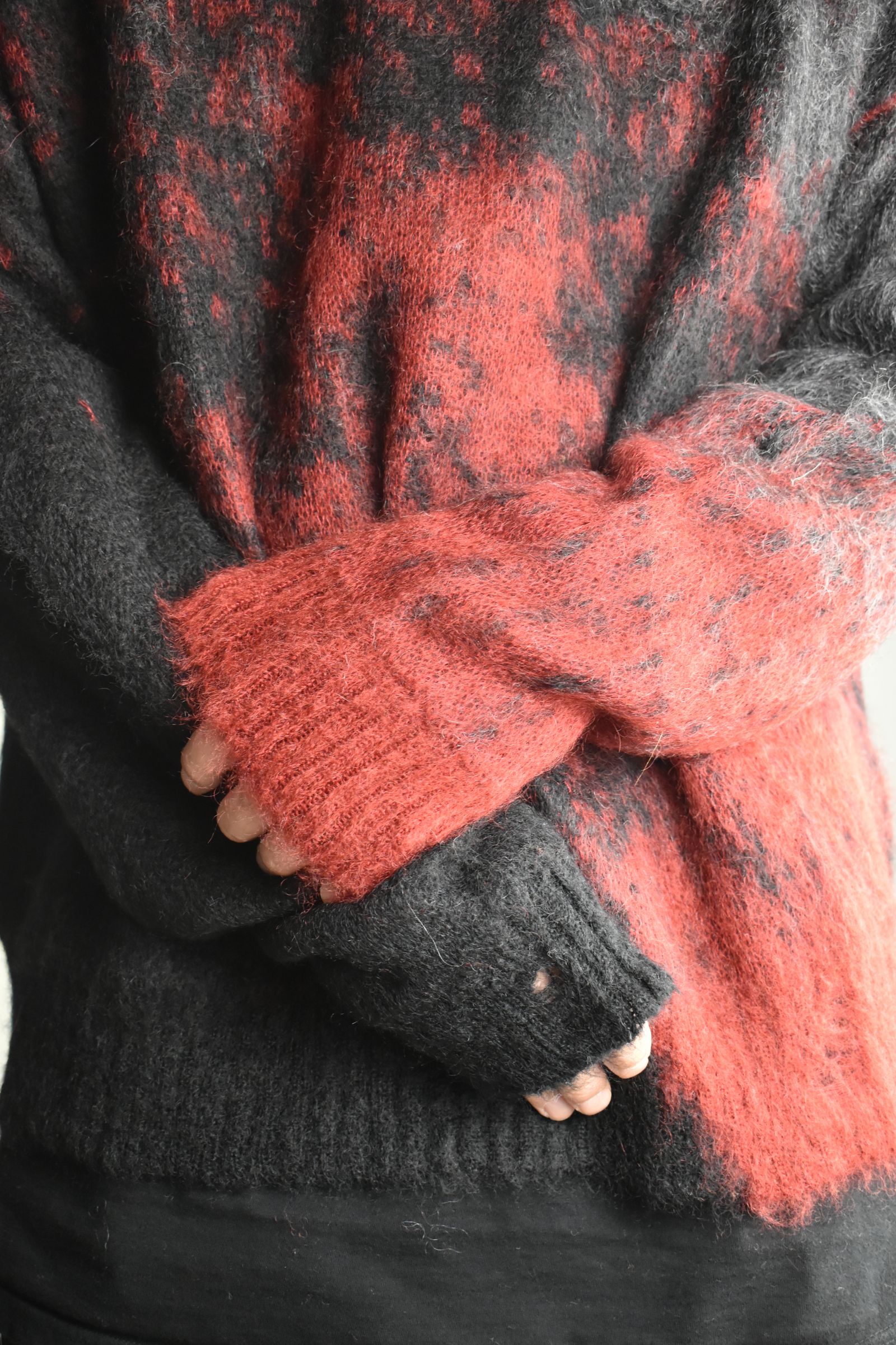 Gradation Mohair Knit Pullover"Black-Red" / グラデーションモヘアニットプルオーバー"ブラックレッド"