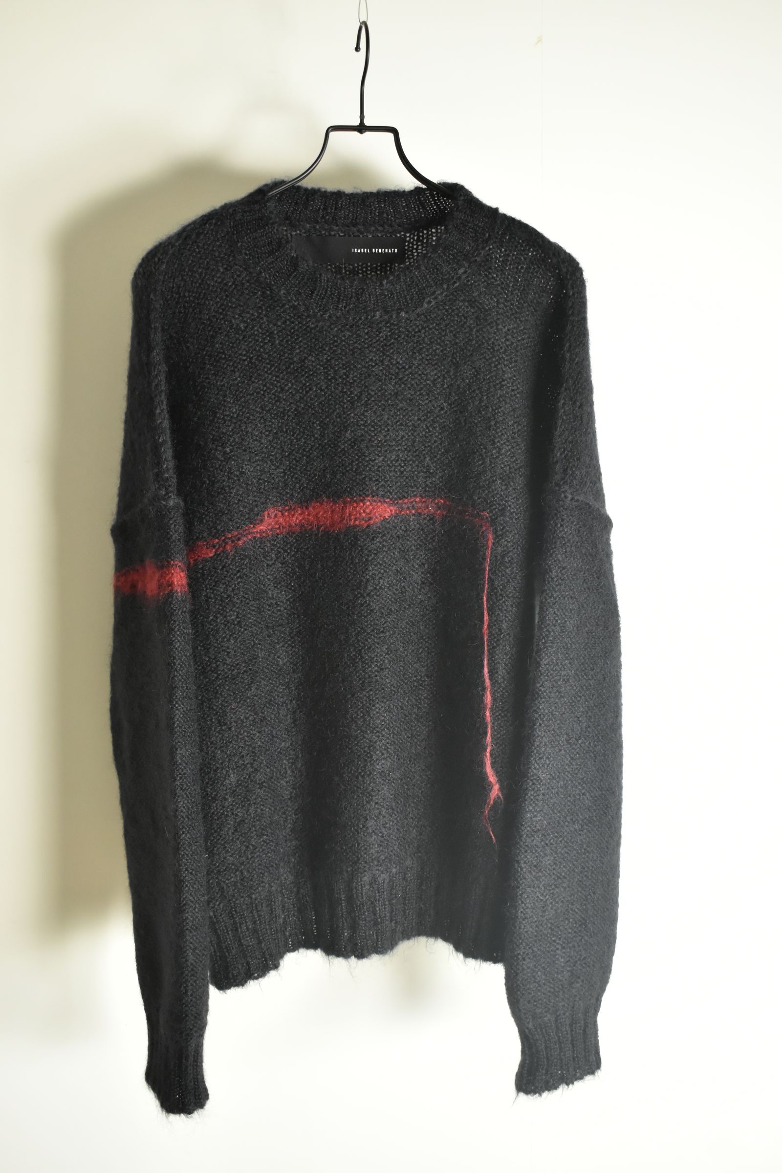 Mohair Knit Pullover "Black-Red" / モヘアニットプルオーバー"ブラックレッド"