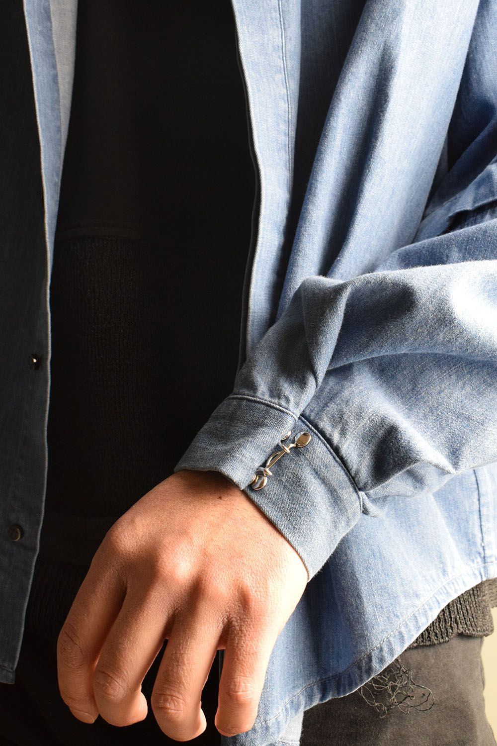 Detachable Sleeve Hook Cuff Shirt"Blue Washed" / デタッチャブルスリーブホックカフスシャツ"ブルーウォッシュド"